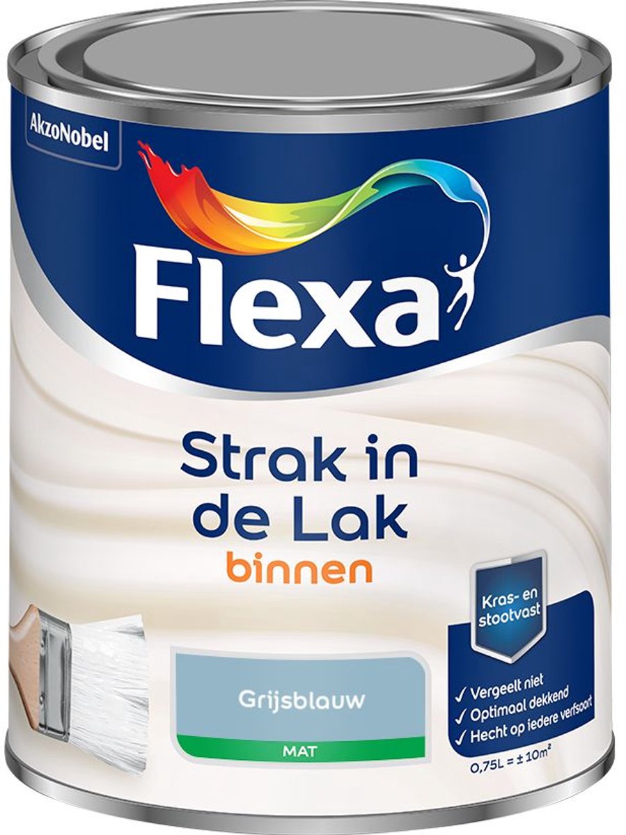 Flexa - Strak in de Lak Binnenlak Mat - Grijsblauw - Mengverf - 0.75 L