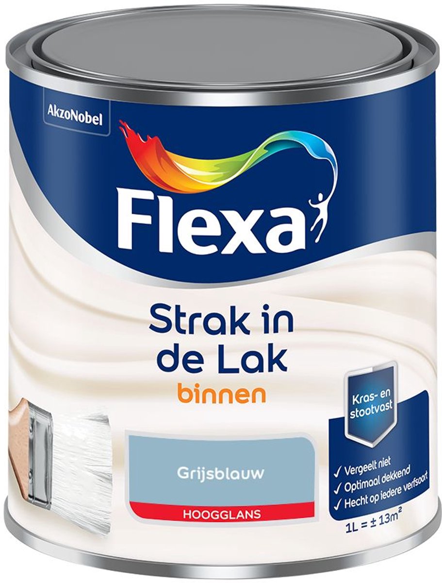 Flexa - Strak in de Lak Binnenlak Hoogglans - Grijsblauw - Mengverf - 1 L