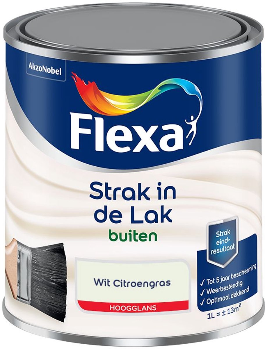 Flexa - Strak in de Lak Buitenlak Hoogglans - Wit Citroengras - Mengverf - 1 L