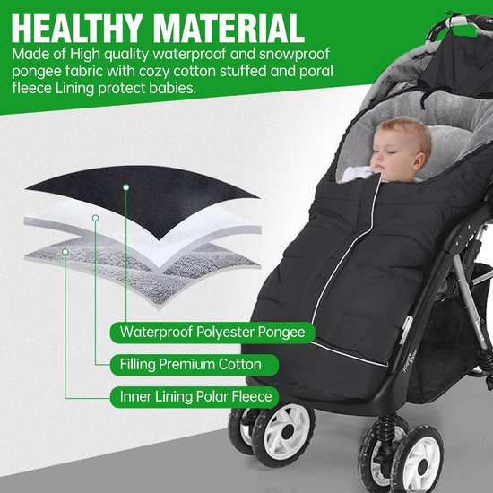 Unyqoos® Warme en veilige babyvoetenzak met fleece voor kinderwagen en buggy van Merkloos — afbeelding 2