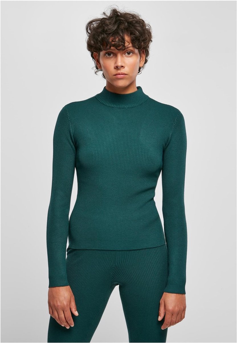 Urban Classics Ladies Rib Knit Turtleneck Sweater/trui 3XL Groen