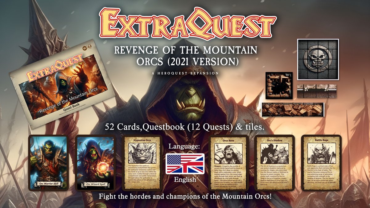 ExtraQuest Revenge of the Mountain Orcs Expansion **ENGLISH ONLY** (Heroquest 2021 Edition)