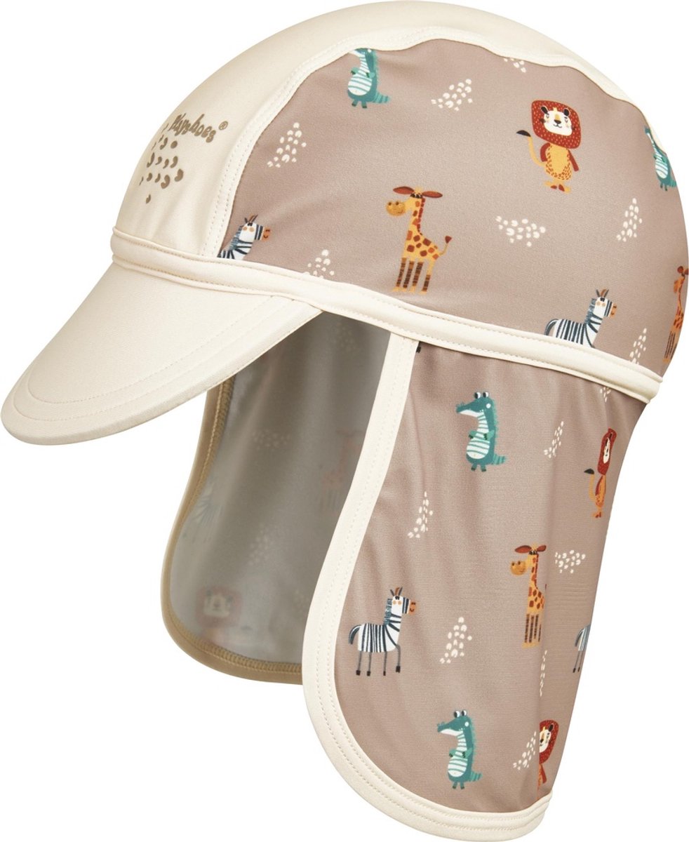 Playshoes Zonnepet UV Werend Wilde Dieren Taupe Crème -49cm Bruin