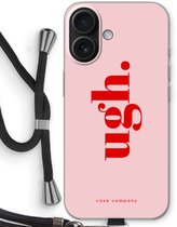 Case Company® - Hoesje met koord geschikt voor iPhone 16 hoesje met Koord - Ugh - Telefoonhoesje met Zwart Koord - Bescherming aan alle Kanten en Over de Schermrand