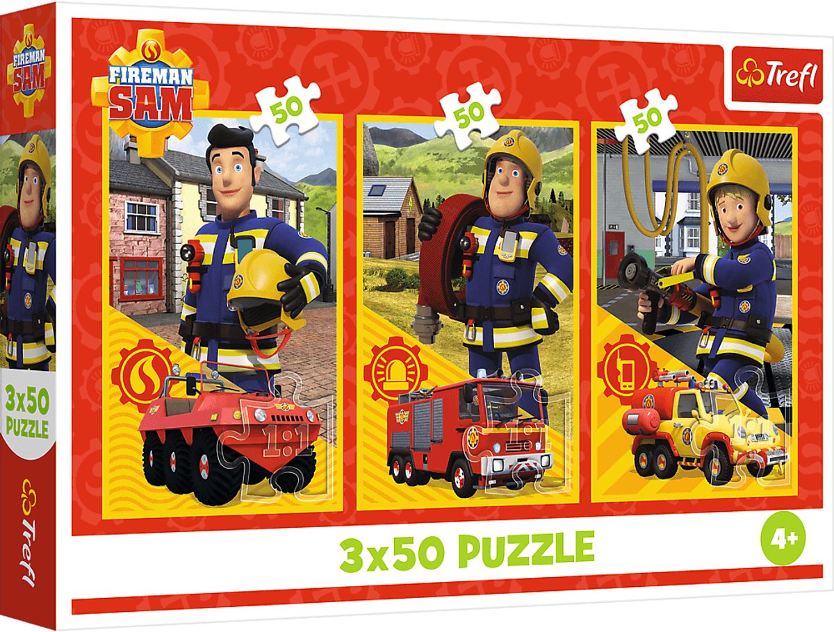 Puzzel - 3x50 - Brandweerman Sam Brandweerkazerne Crew Trefl 34880