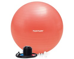 Ballon de Fitness Tunturi Anti Burst avec pompe - Ballon de Yoga 75 cm - Ballon de Pilates - Ballon de grossesse - Poids utilisateur 220 kg - Avec application d'entraînement - Or rose