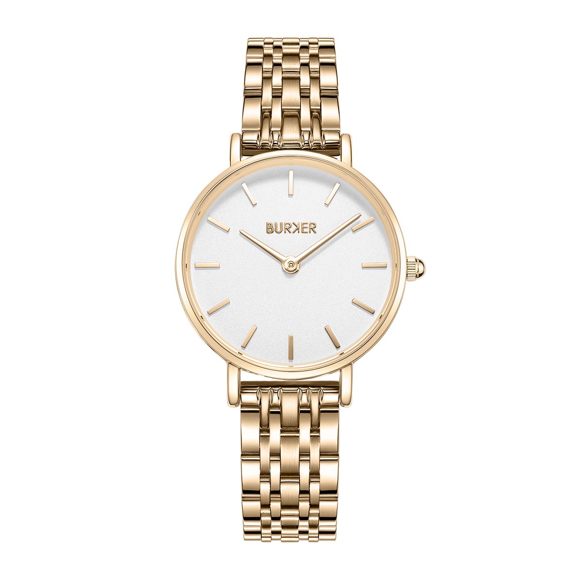 BURKER Ruby Petite Horloge Dames - Rond - Goud Wit - Schakelband - 28 mm