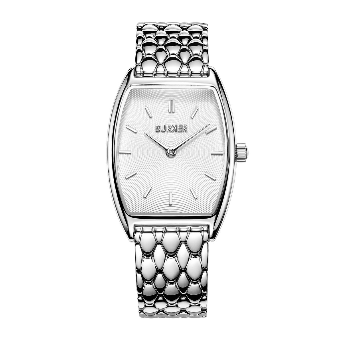 BURKER Grace Horloge Dames - Ovaal - Zilver White - Schakelband - 25 mm