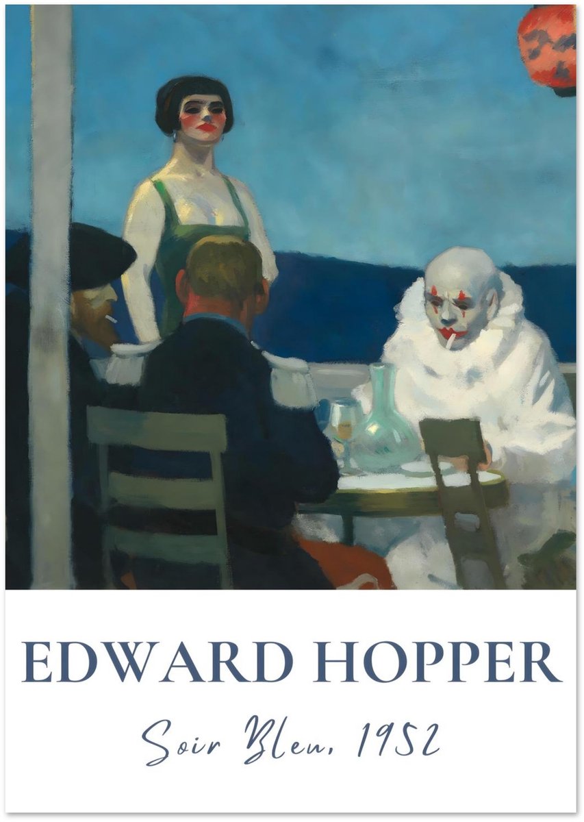 Edward Hopper - Soir bleu Poster 70x100 cm - exclusief lijst