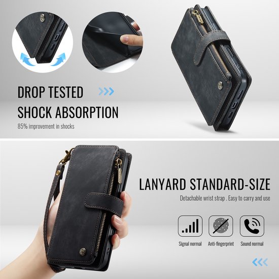 Étui CaseMe - Compatible avec iPhone 17 Pro Max - Étui portefeuille CaseMe C30 - Zwart