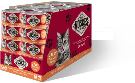 Voskes Kattenvoer Nat Tonijn met Garnalen - 24 x 85 gr - Voordeelverpakking