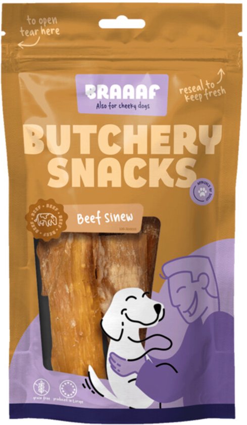 Braaaf Butchery Beef Sinew Hondensnack - 150 gr