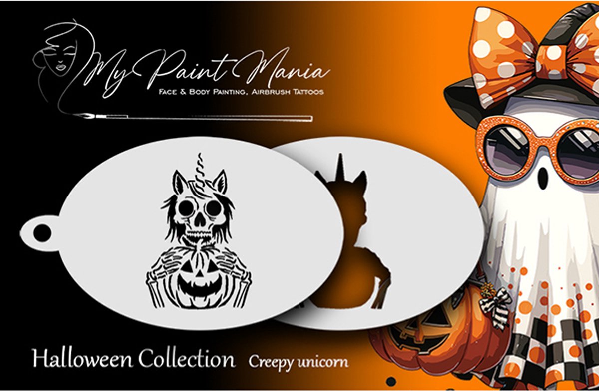 Facepainting Stencil Creepy Unicorn