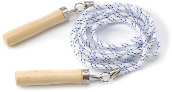 Tunturi Nylon Springtouw - Sport springtouw - Fitness springtouw met Houten Handgrepen - 280 cm - Incl. gratis fitness app