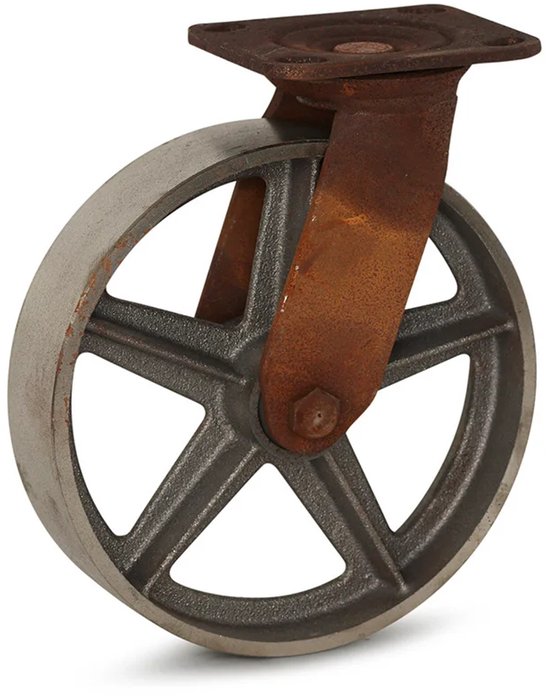 Roulette Design rétro Vintage avec plaque supérieure - Fonte - 200 mm - 500 kg