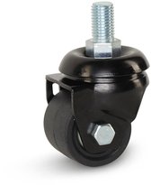 Zwart nylon zwaarlast zwenkwiel met schroefdraad - 50mm - 300kg
