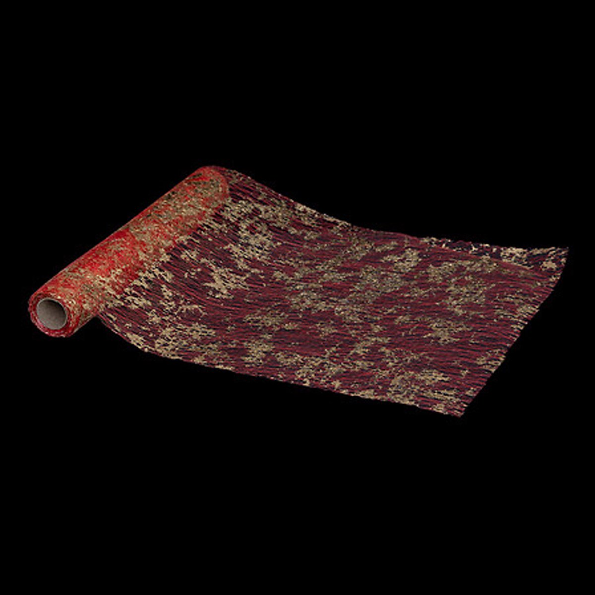 Feeric lights & Christmas Decoratie stof/tafelloper - rood - bladeren -500 x 28 cm - polyester - kerstversiering