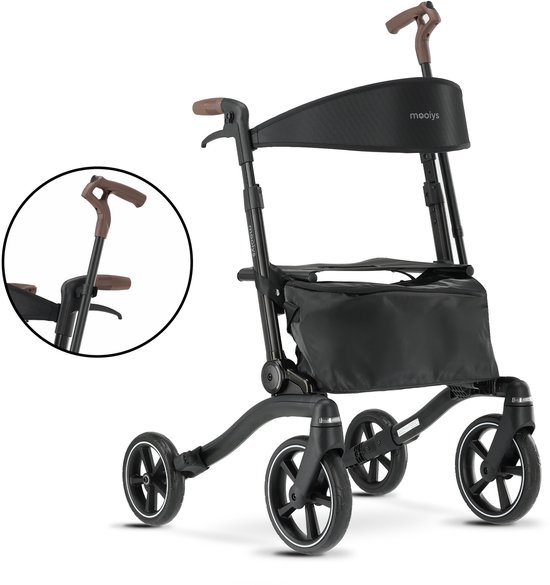 Mooiys Luxe Rollator - Opvouwbaar - Wandelstokhouder & Zitje - Zwart