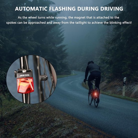 Energiezuinig Zelfaangedreven Fietsachterlicht - Magnetische Inductie zonder Batterij — afbeelding 2