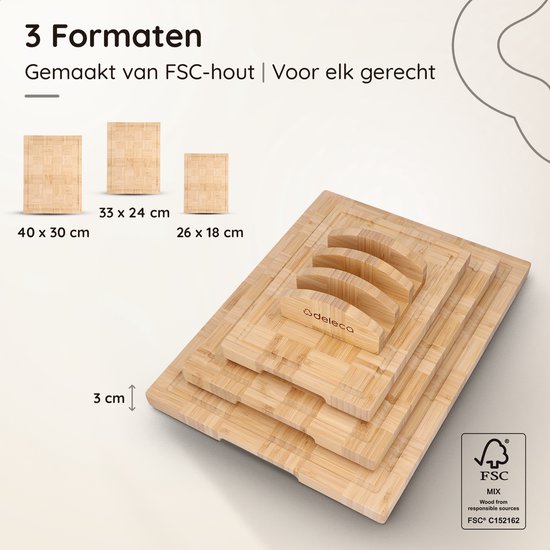 KOTARBAU® 3-delige set snijplanken houten planken om te snijden met