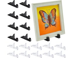 Allecto plus - Foto Stand Fotolijst Display Stands Zwart Clear Plaat Standhouder Plastic Picture Display Ezel voor Foto Schotel Desktop Woondecoratie
