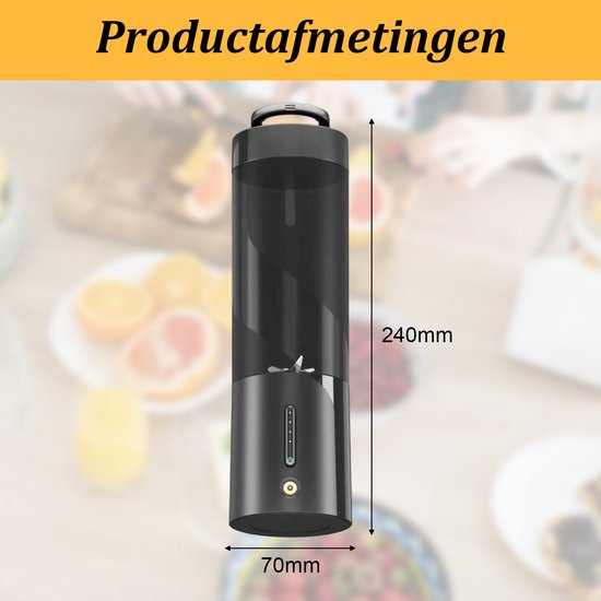 longziming -Draagbare Blender 450ml - Krachtige Smoothie Maker met Magnetisch Opladen, 6 Messen & IPX8 Waterdicht - Voor Smoothies, Shakes & Sap van longziming — afbeelding 2