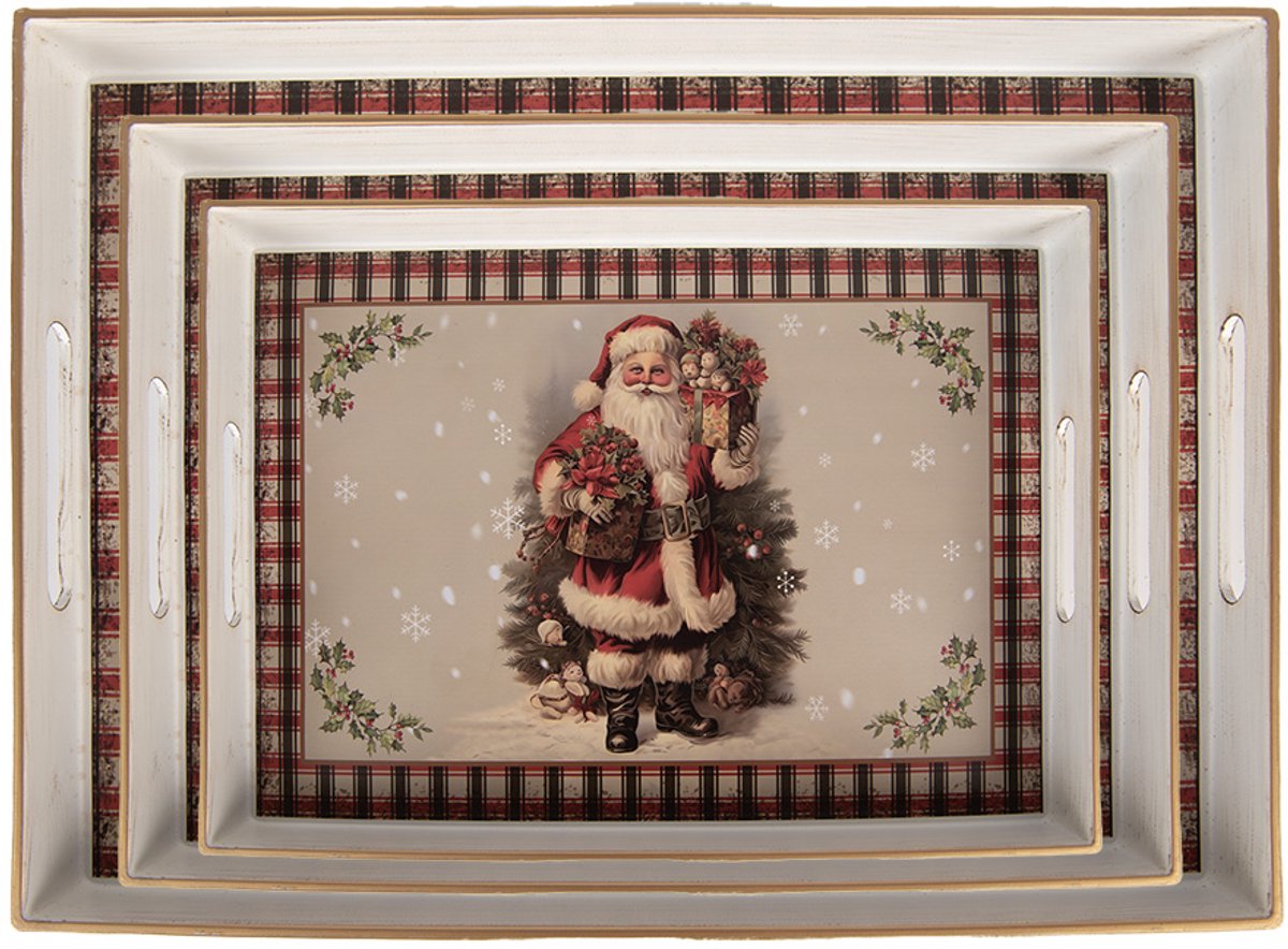 Decoratie Dienblad Set van 3 40x30 / 35x25 / 30x20 cm Beige Kunststof