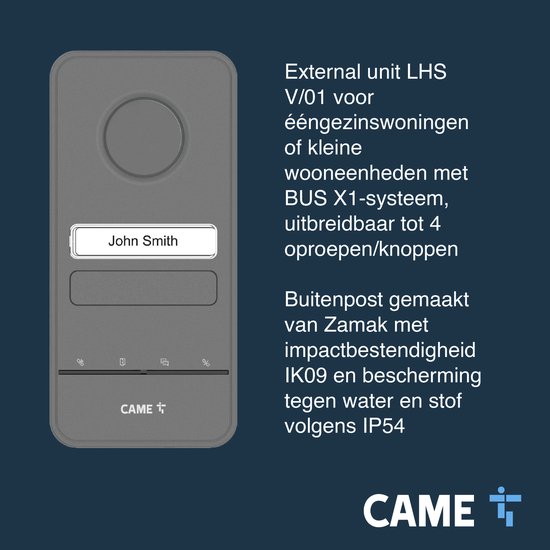 CAME - Intercomsysteem voor ééngezinswoningen - 3 Delig: Audio intercom PLX in Huis, LHS A/01 Buitenpost & Spanningsomvormer - Deurbel & Parlofoon - Wit — afbeelding 3