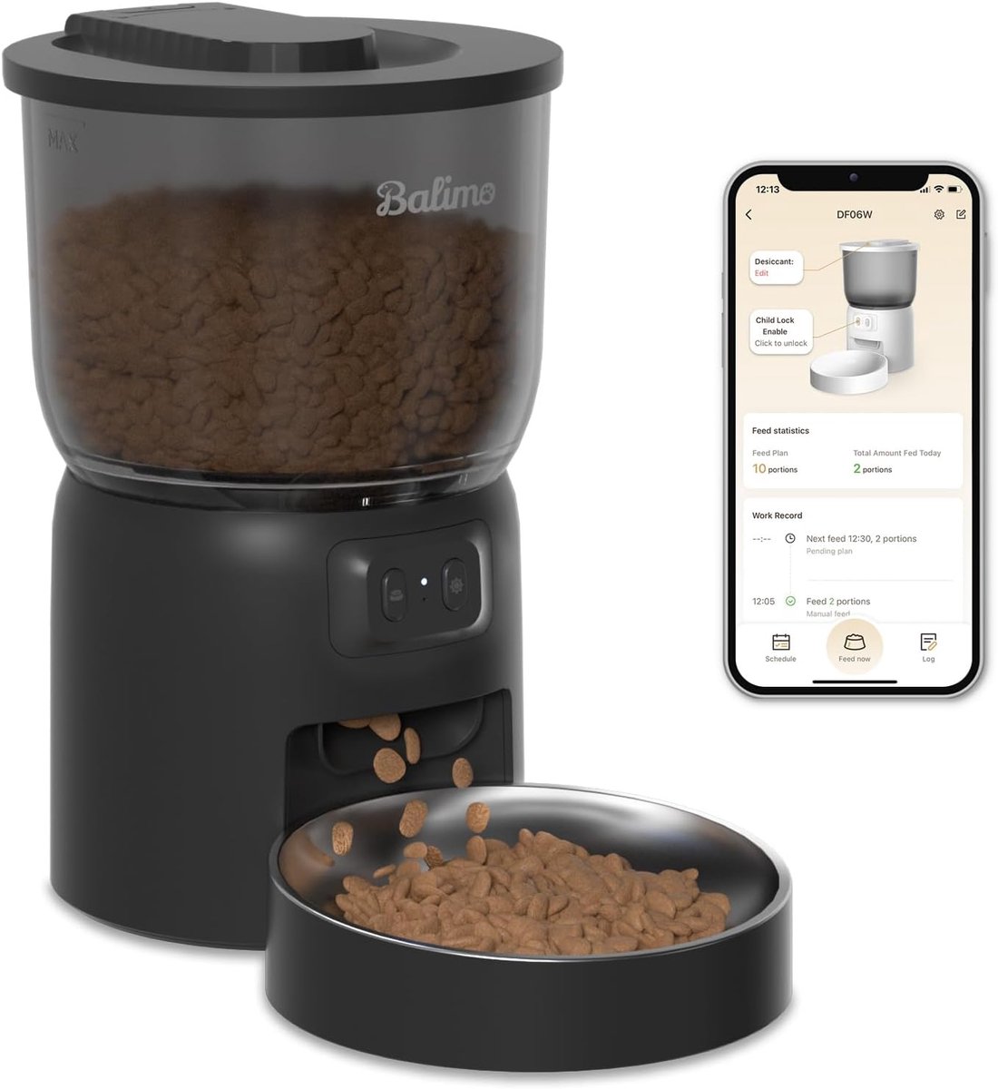 Automatische kattenvoerdispenser met WiFi-app bediening | 3L roestvrijstalen kom | Instelbaar voor 1-10 maaltijden per dag