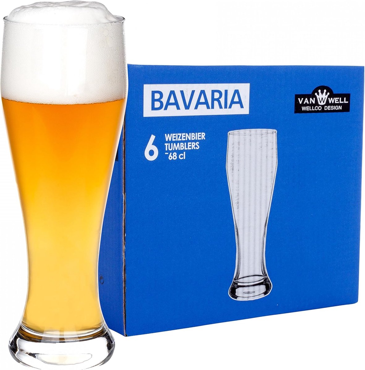 Set van 6 witbierglazen - 0,5 l met slanke vorm - Vaatwasmachinebestendig