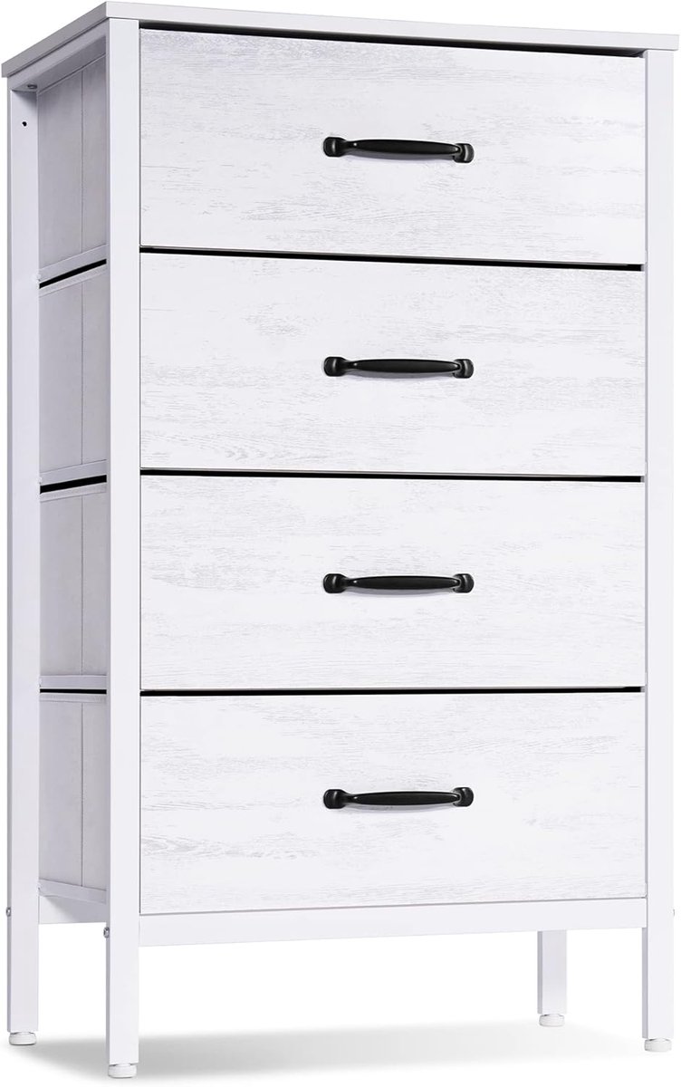 Commode met stoffen laden - Opbergkast met 4 lades voor slaapkamer, keuken en kantoor