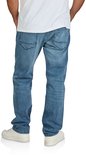 Lichtblauwe jeans met rechte pasvorm, getoond vanaf de achterkant.