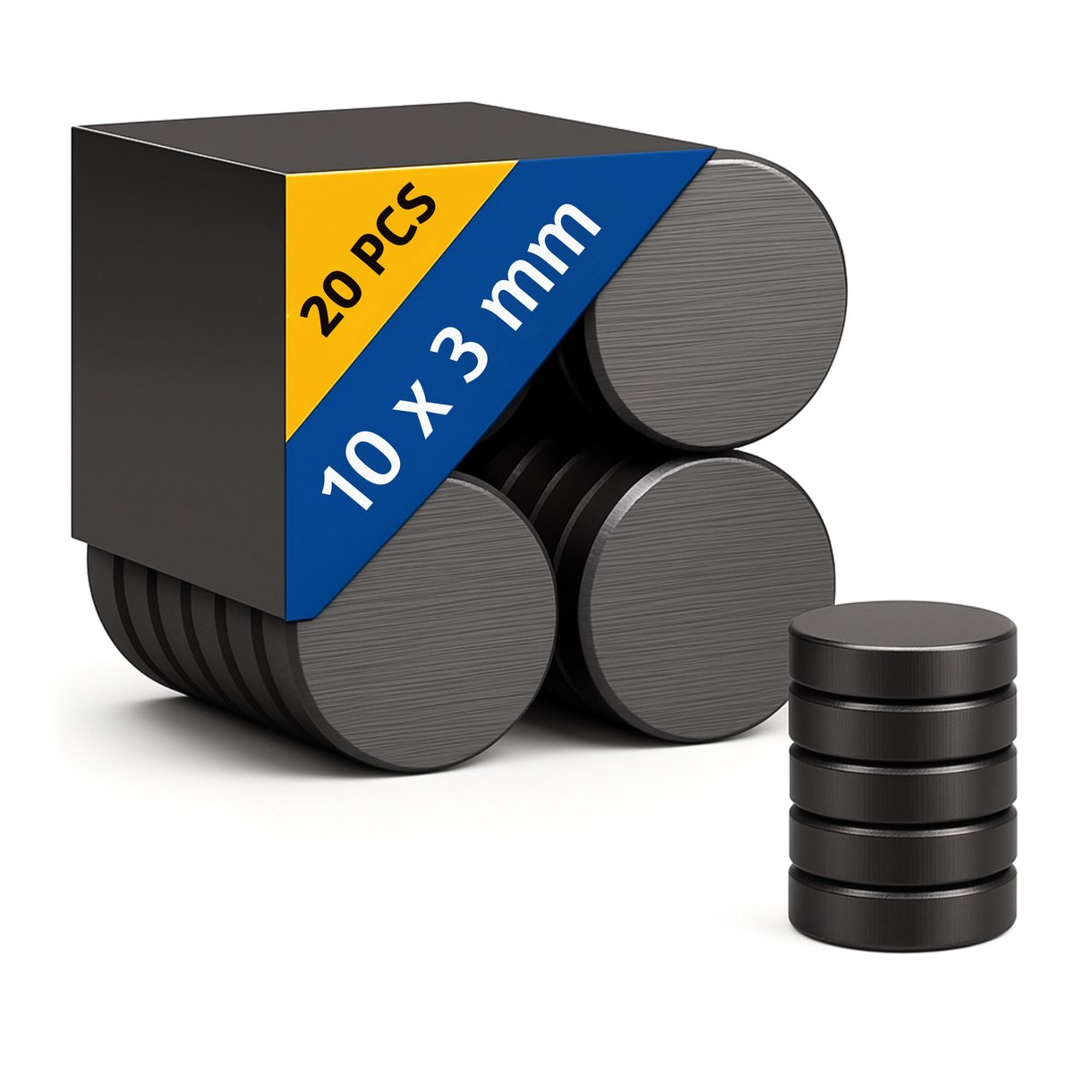 Super sterke Magneten - 10x3 MM - Magneten voor Whiteboard en Koelkast - Magneten voor Magneetbord - 20 Stuks - Zwart — afbeelding 1