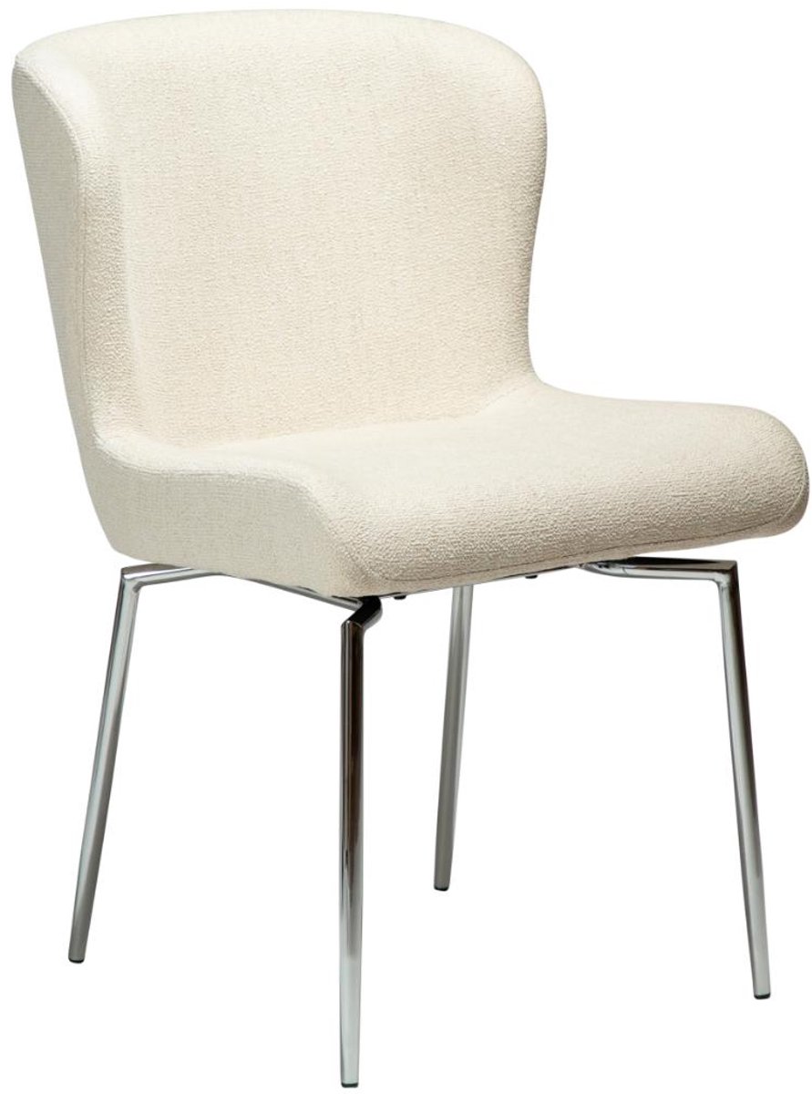 Glam Dan-Form eetkamerstoel draaivoet bouclé beige.