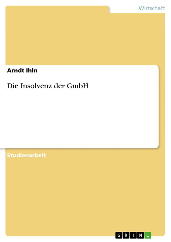 Die Insolvenz der GmbH - cover