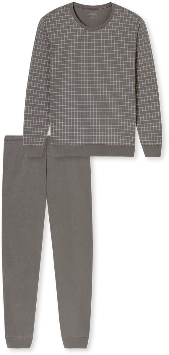Uncover by Schiesser Lange pyjama grijze manchetten - Heren Pyjamaset - grijs