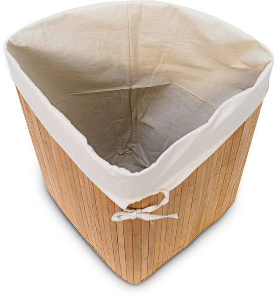 relaxdays 2 x panier à linge bambou - paniers à linge avec couvercle - 63 L - panier à linge d'angle - naturel