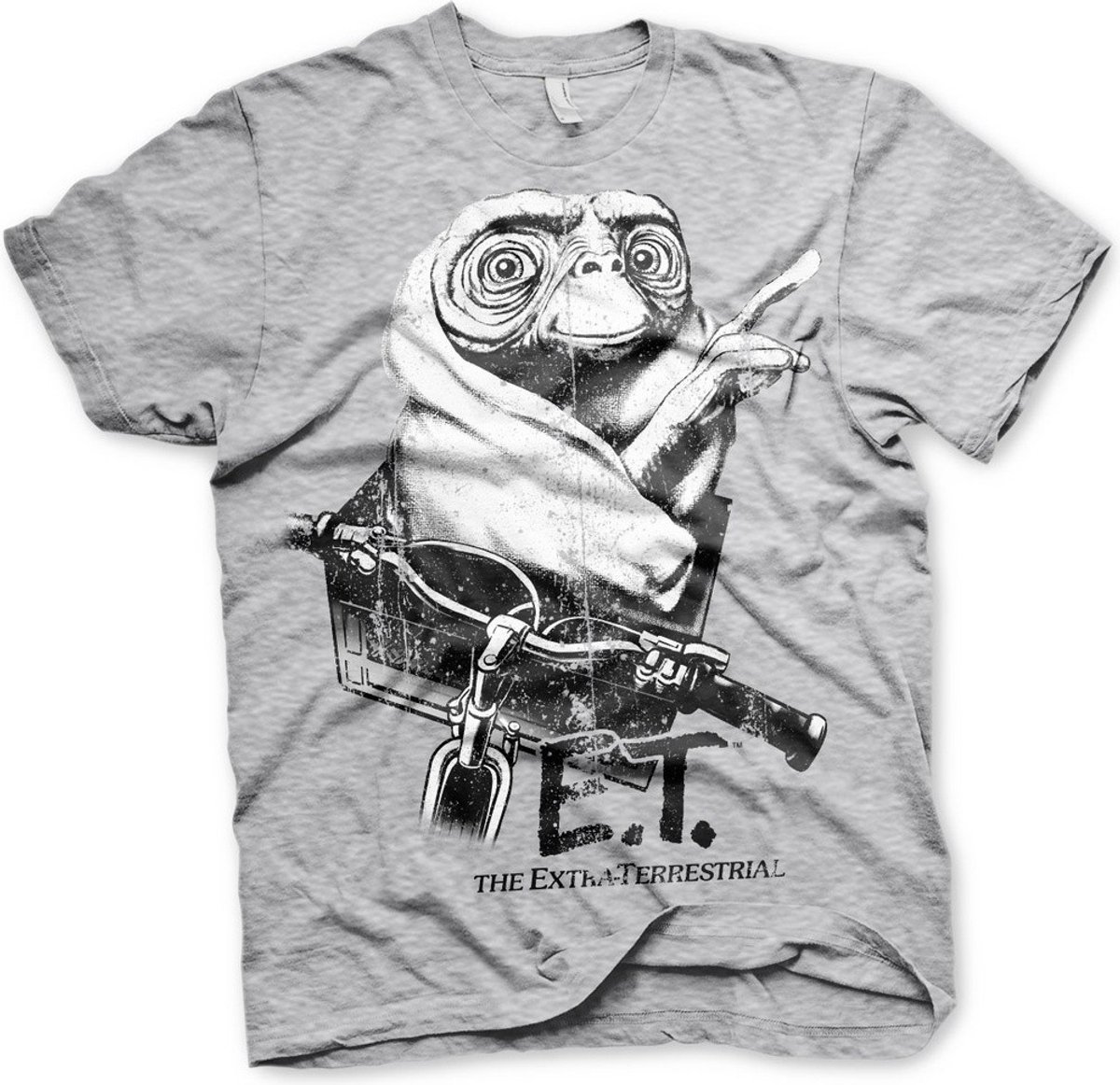E.T. Biking T-shirt met distressed-look, heathergrijs