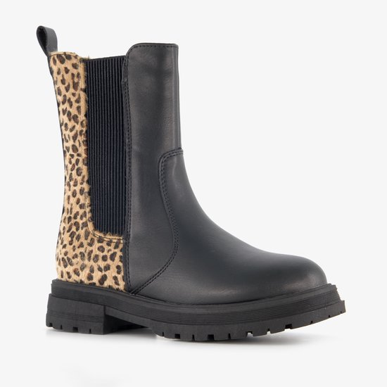 Bottines Chelsea fille Blue Box à imprimé léopard noires - Pointure 31