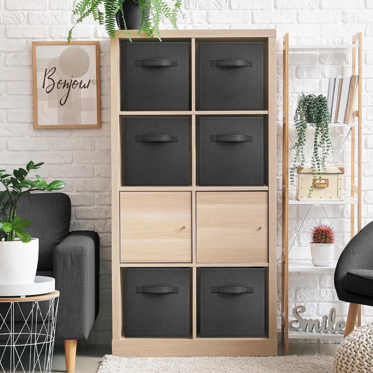 Opvouwbare opbergdoos - Stoffen opbergdoos - Opbergdoos met handvat - Diverse opbergmand - Opbergdoosorganizer - Set van 6 opvouwbare opbergkubus - Opbergmand voor speelgoed - 30*30*15CM