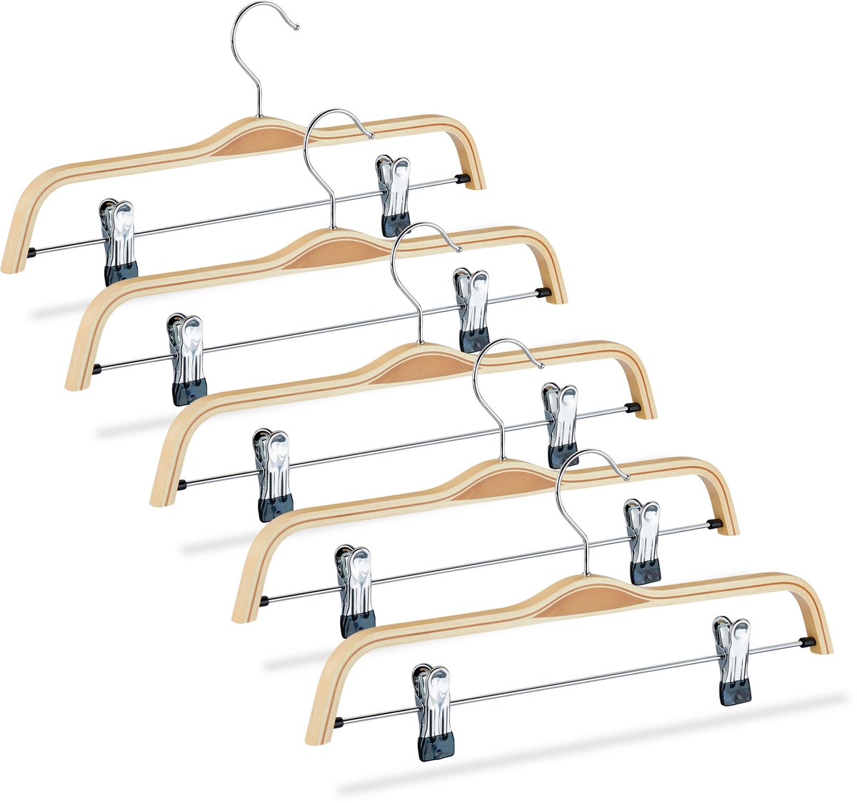 30x broekhanger hout - rokhanger - kledinghanger - klerenhanger met clips
