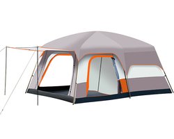 Waterdichte Familietent Tunneltenten 4-6 Personen – Grote Waterdichte Tent met 2 Kamers & 1 Leefruimte – 2-Laags Outdoor Kampeertent –Tunneltenten met Draagtas – Snel Opzetbaar –Outdoor Tent – Beige
