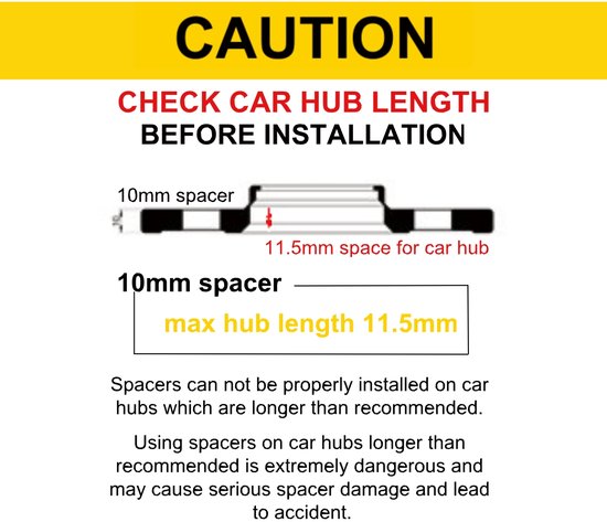 JR Entretoises de roue 10mm Élargisseurs de voie /112 CB57.1 noir