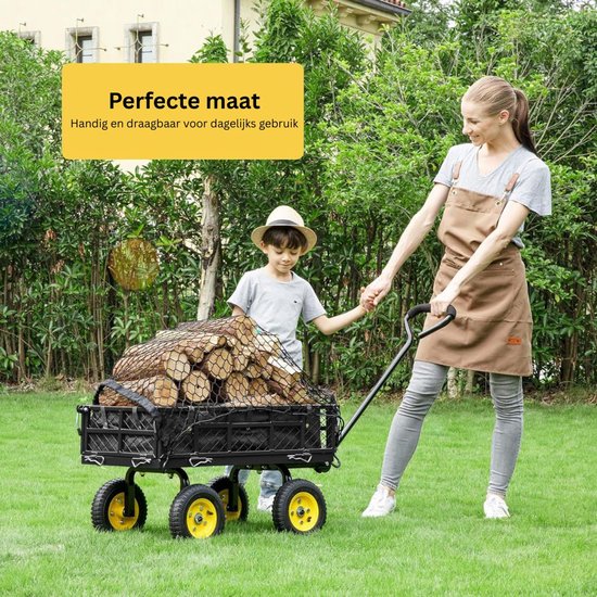 DailySupplies® Bolderkar Opvouwbaar Luchtbanden - Strandwagen - Bolderwagen - Zwart en Geel van Merkloos — afbeelding 4