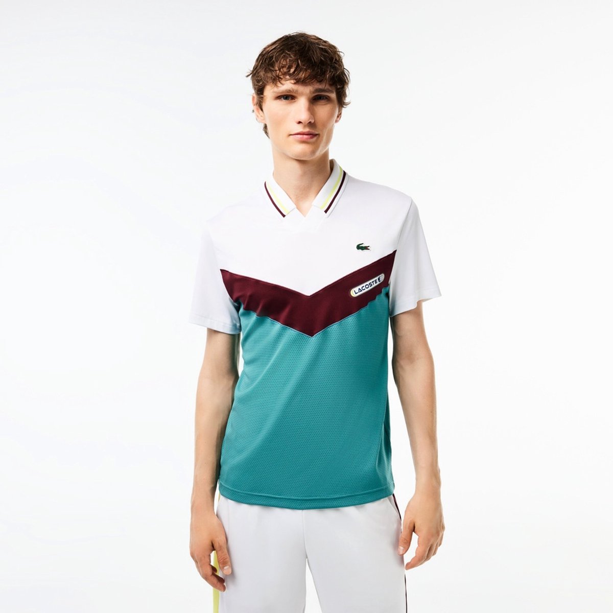 Lacoste T-Shirt Herren T Shirt Medvedev New York Day Polo /Limeira 1410144 Weiß/Blau-XL Weis/blau