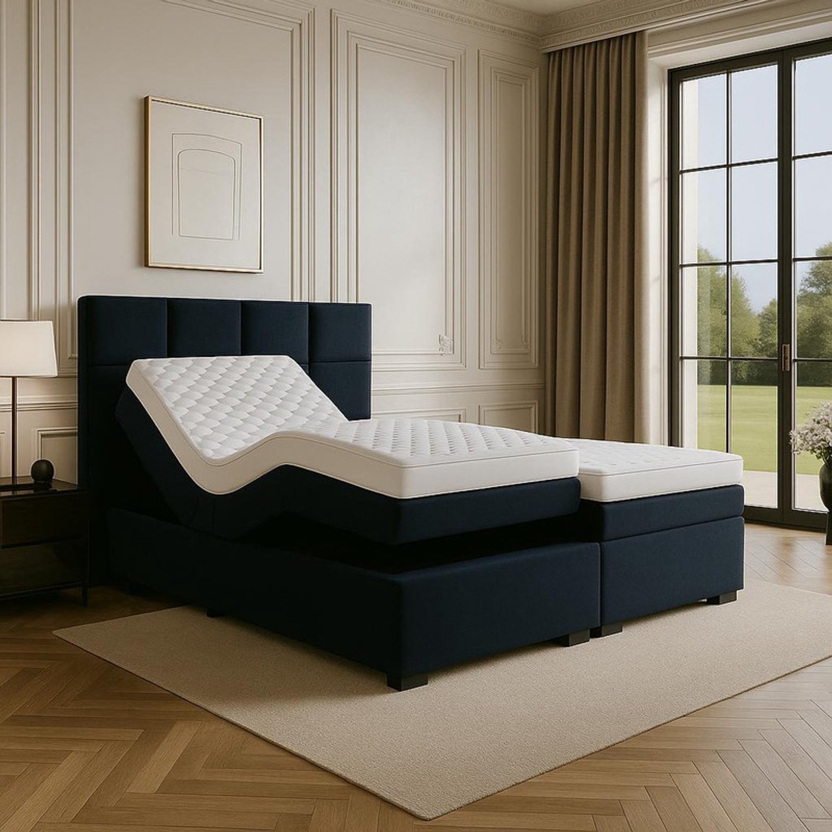 Boxspring Modena Elektrisch verstelbaar 200x210 cm Donkerblauw