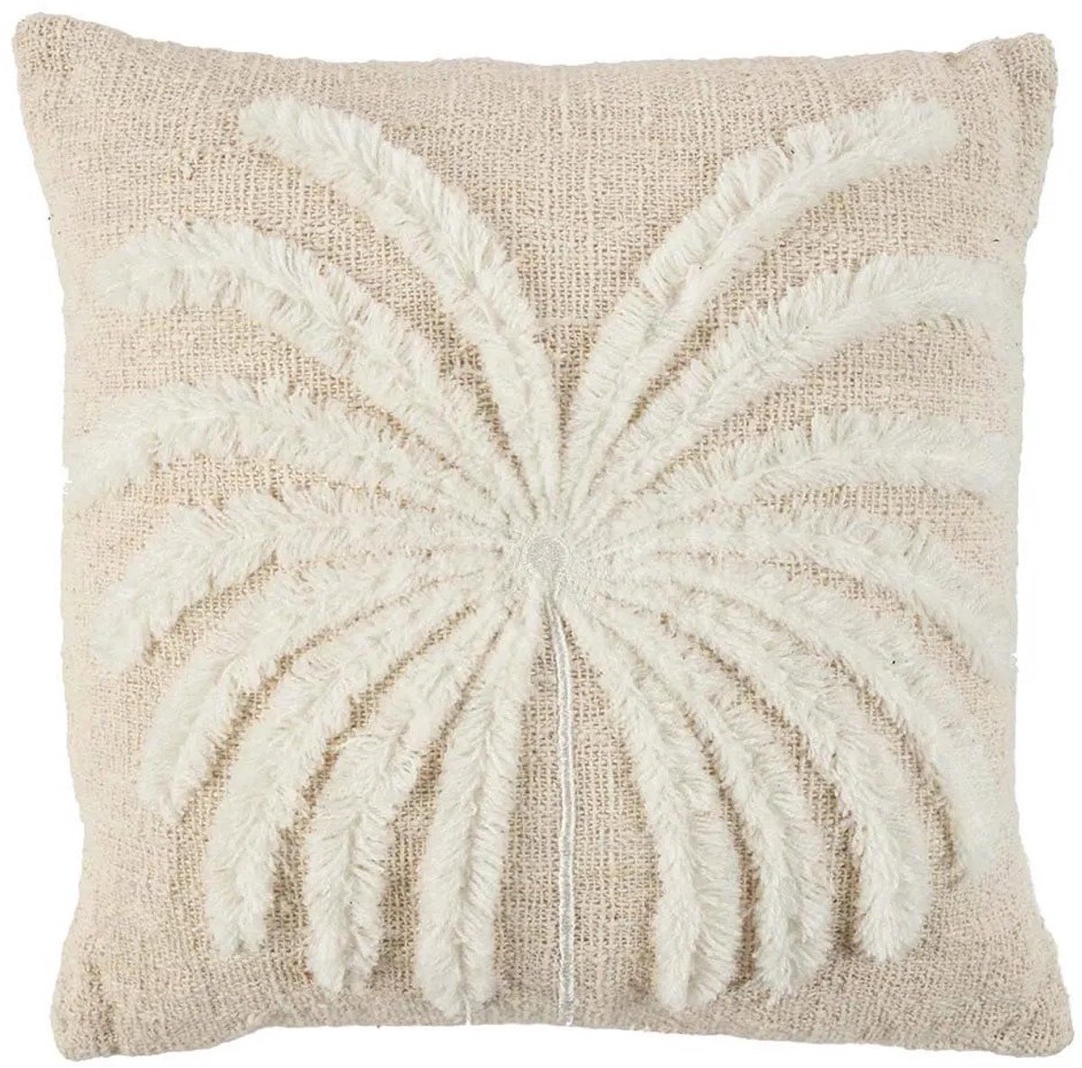 Bazar Bizar - The Isla Palm Kussenhoes 50x50cm - Naturel wit met getufte palmboom