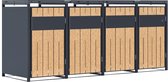 AXI Luke Metalen Containerombouw Antraciet/Houtlook – Kliko ombouw voor 4 afvalcontainers – Max. 240L – Goede ventilatie