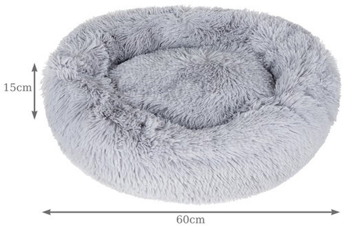 Purlov Honden/kattenmand/kussen - grijs - D60 cm - Huisdieren lig/slaap kussen - dikke warme ondergrond - hondenmand – foto 2