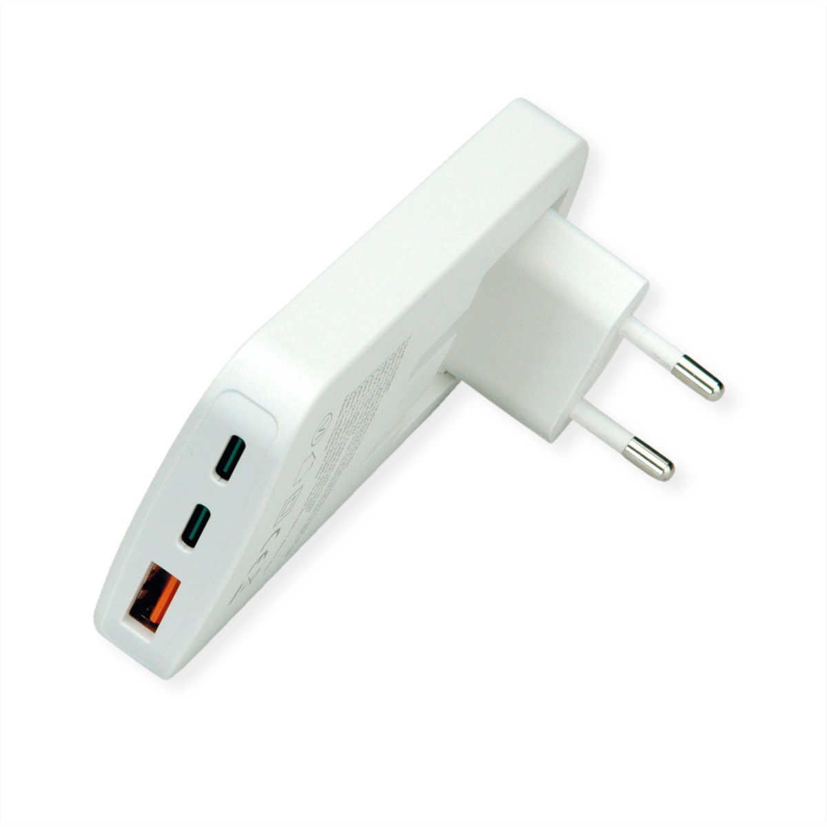 ROLINE USB-oplader, slank, met inklapbare eurostekker, 65 W